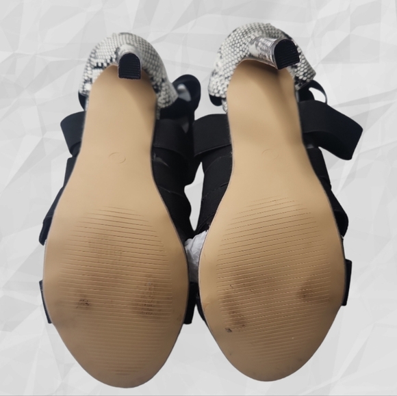 Black Heels Elastic Band Open Toe Size 8 - Picture 6 of 8